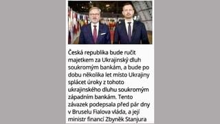 Fact Check:  Česká republika NERUČÍ za půjčky Ukrajině miliardami eur a NEMUSÍ za ně platit úroky -- za půjčky nese odpovědnost Evropská unie jako celek